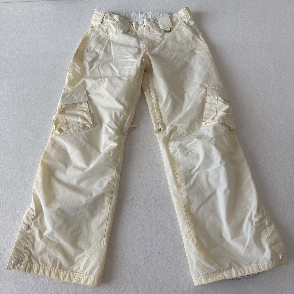 Slalom Snow Pants Women Medium Cream Cargo Ski Trousers Y2K Gorpcore Tech Gear